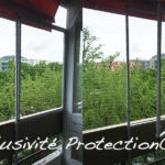Filet de securite transparent sur balcon avec ouverture